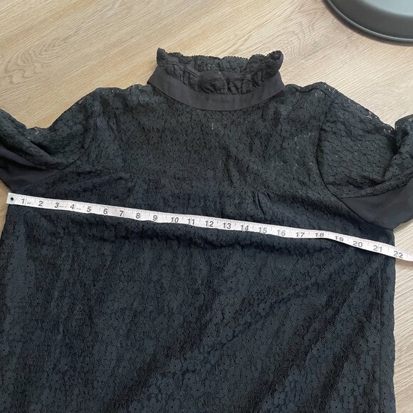 Tuckernuck Rosalee Blouse black size XL lace long sleeve sheer high neck top - Picture 12 of 13